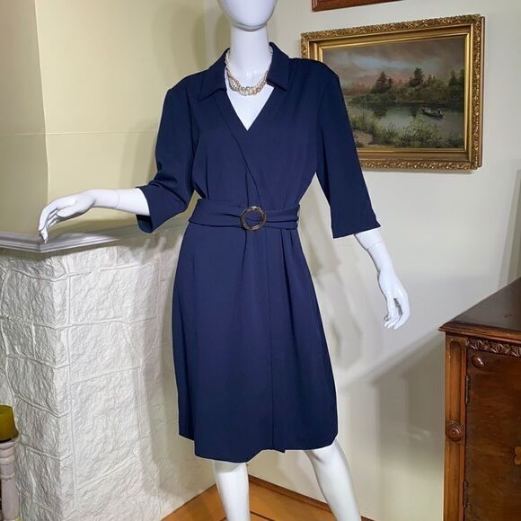 Tahari Arthur S. Levine Belted Dress - Picture 2 of 10